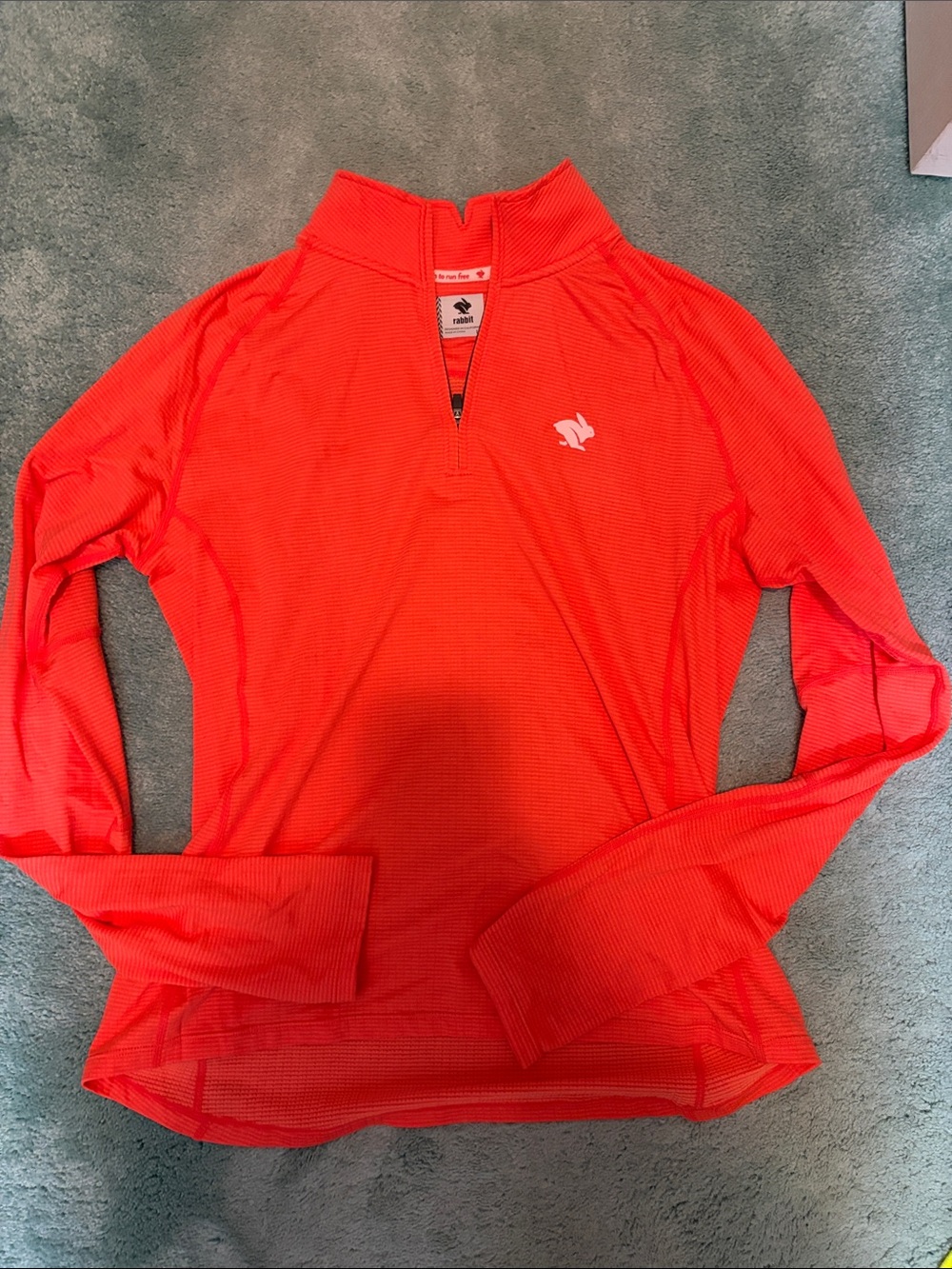 Women's Long-Sleeve Quarter-Zip Top - Bright Coral Rabbit Running